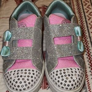 Crystal Kids Glitter Sneakers - Pink and Silver
